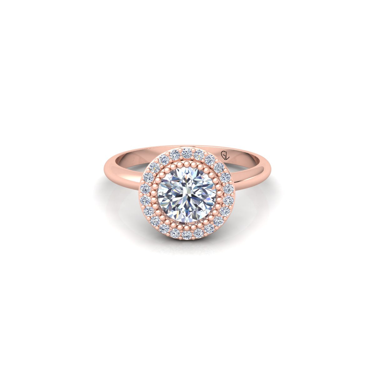 Certified Round Lab Grown Diamond Halo 14K White Gold Wedding Ring