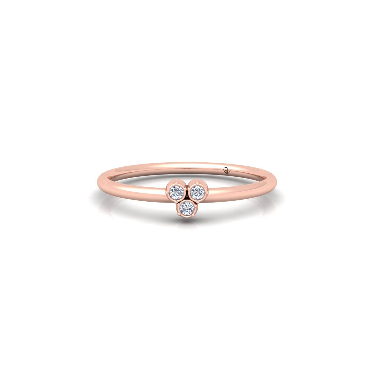 Lab Grown Diamond Three Stone Bezel Set 14K White Gold Wedding Band