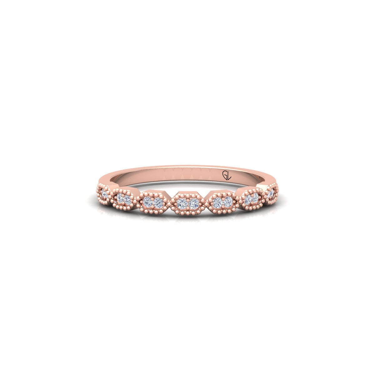 Lab Grown Diamond Vintage Inspired 14K White Gold Wedding Band