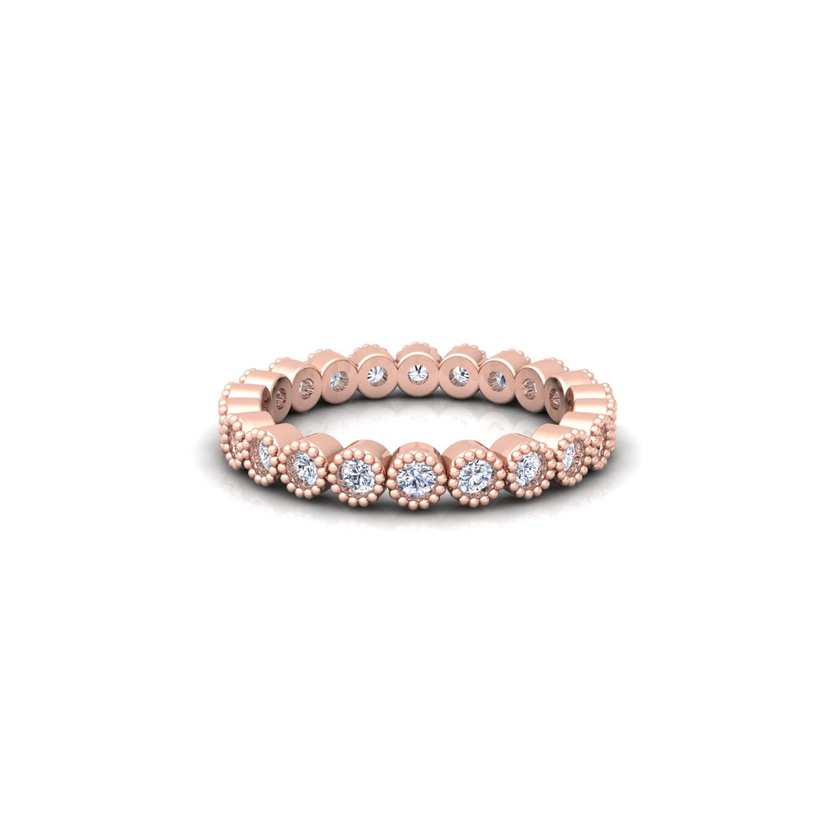 Lab Grown Diamond Full Eternity Bubble 14K White Gold Wedding Band