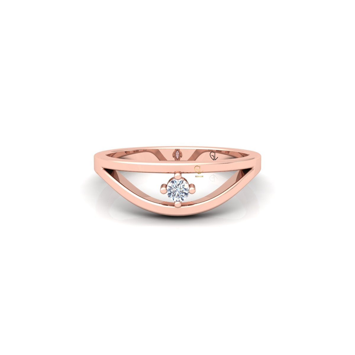 Lab Grown Diamond Curved Solitaire 14K White Gold Wedding Band