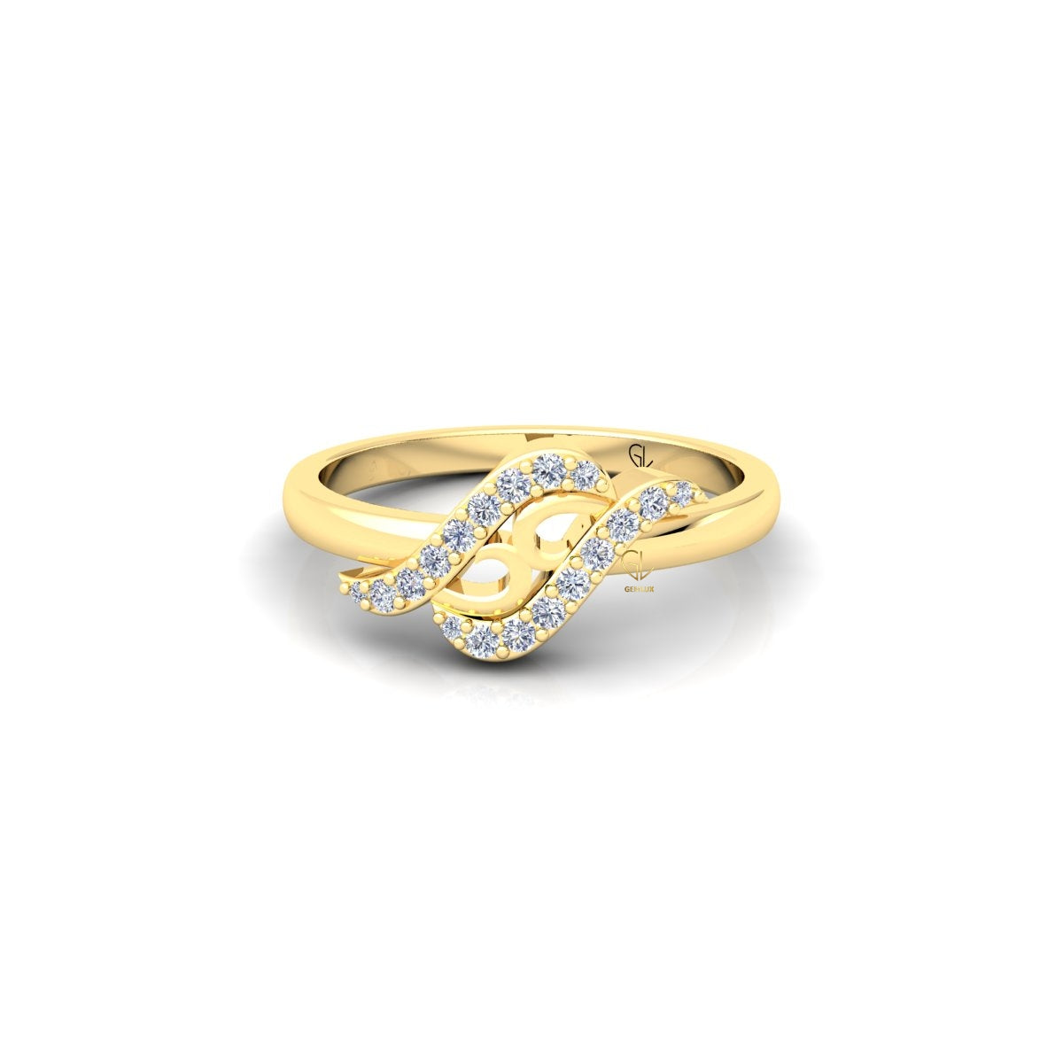 Lab Grown Diamond Swirl 14K White Gold Wedding Band