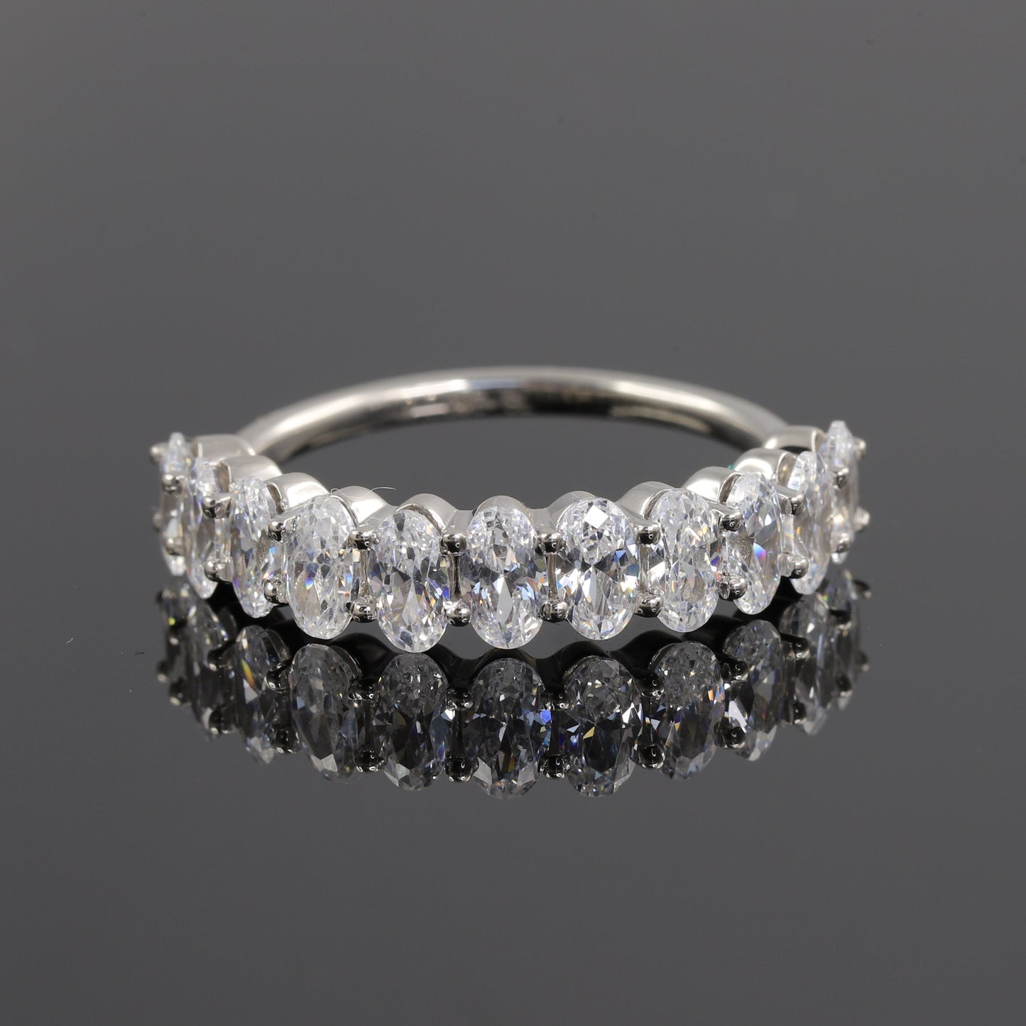 Half Eternity Oval Cut Moissanite Wedding Band