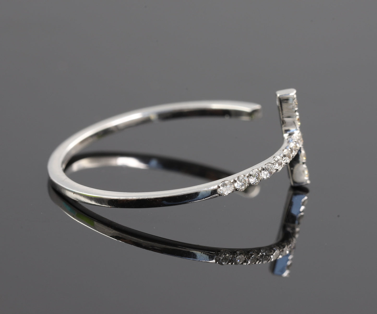 T Bar Open Cuff Round Cut Moissanite Band