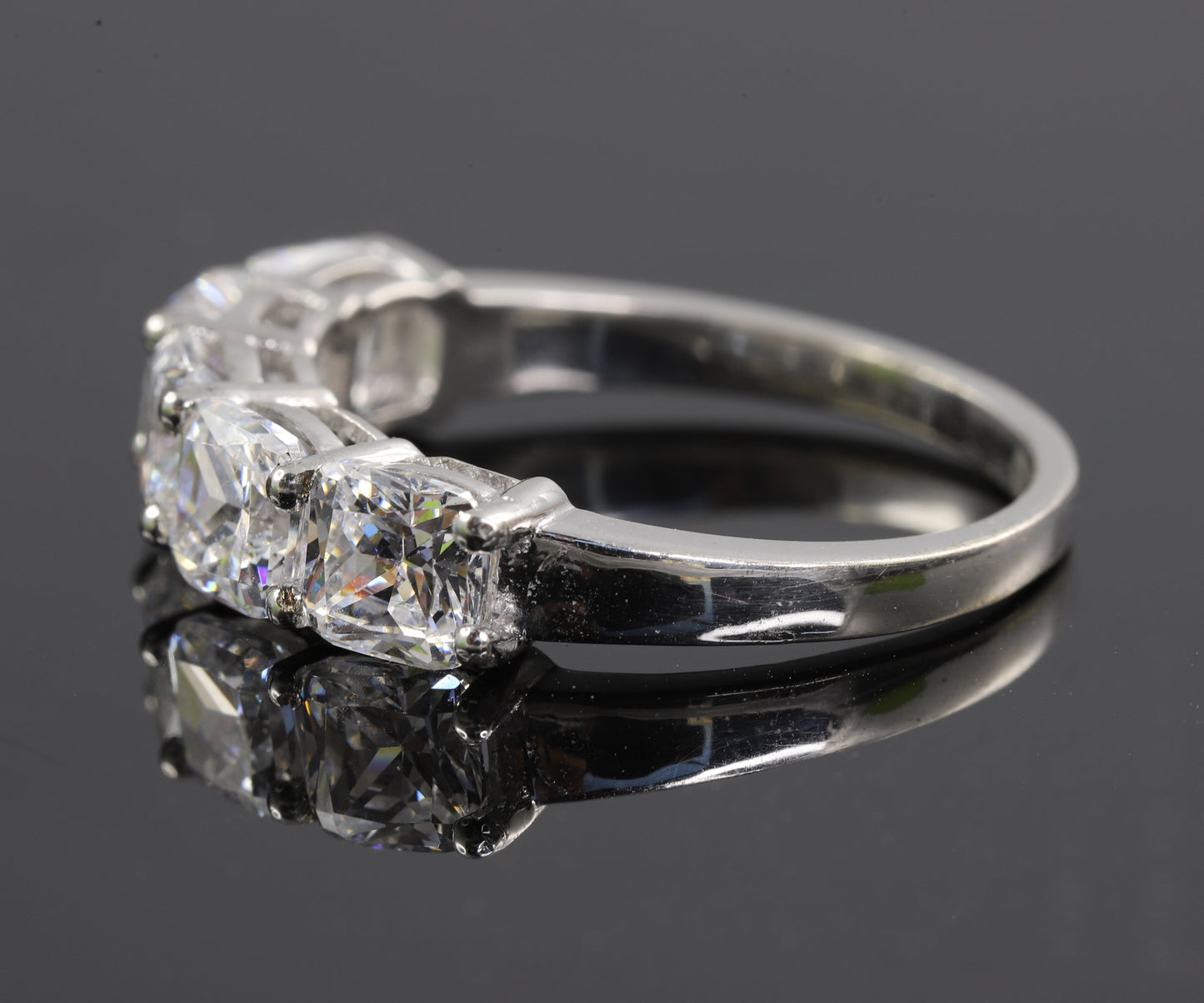 Five Stone Half Eternity Cushion Cut Moissanite Band
