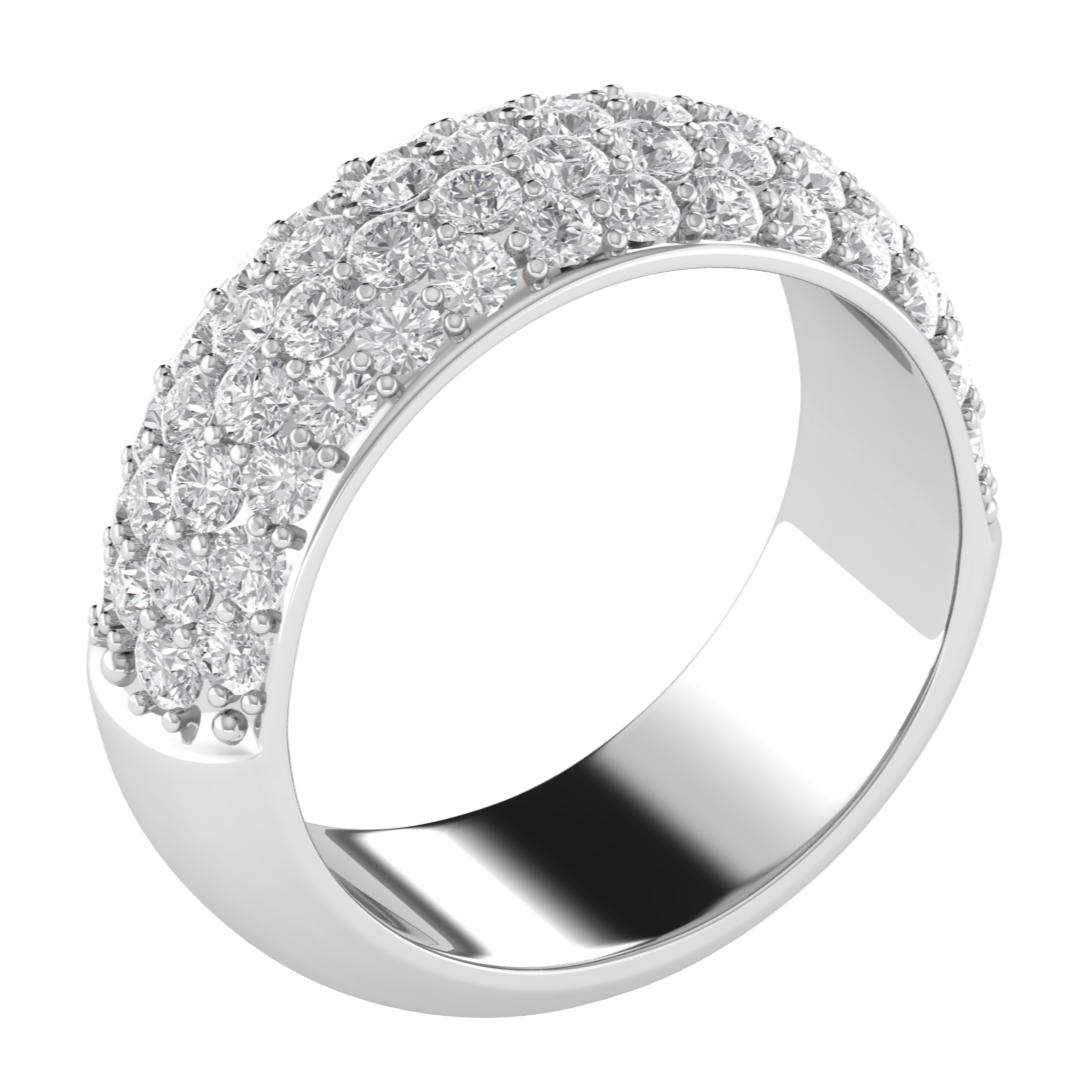 Cluster Round Cut Moissanite Half Eternity Band