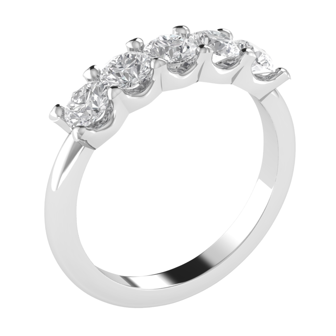 Five Stone Round Cut Moissanite Wedding Ring