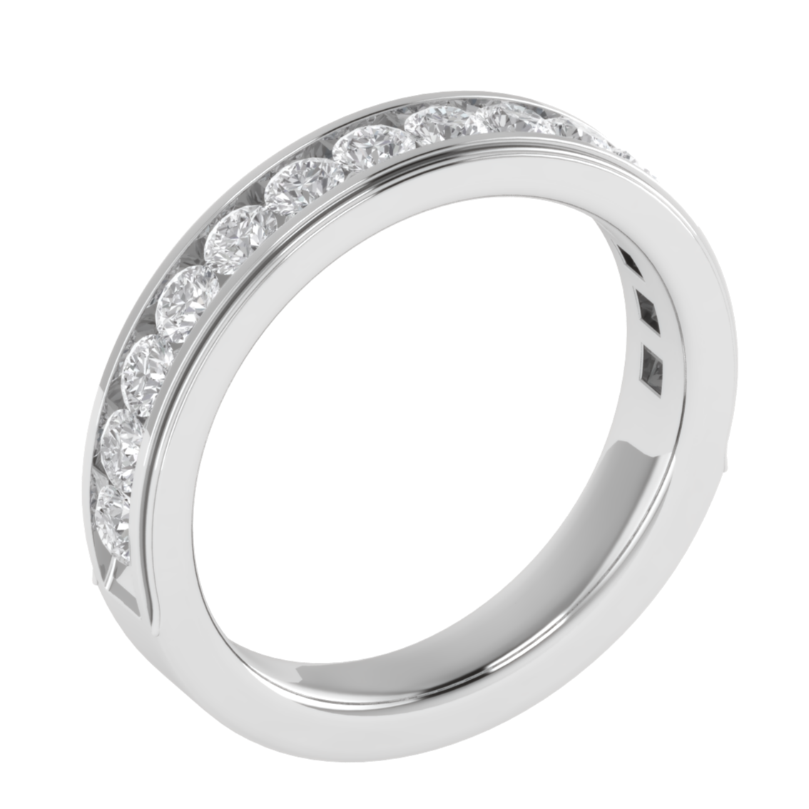 Channel Set Half Eternity Round Cut Moissanite Wedding Ring