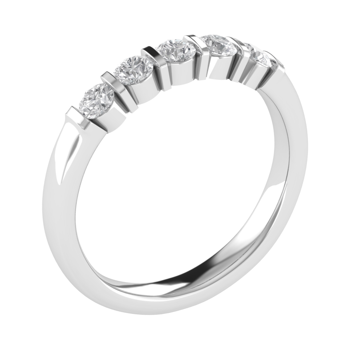 Five Stone Round Cut Moissanite Wedding Band
