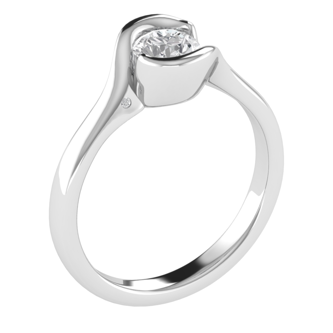Bezel Set Solitaire Round Cut Moissanite Engagement Ring