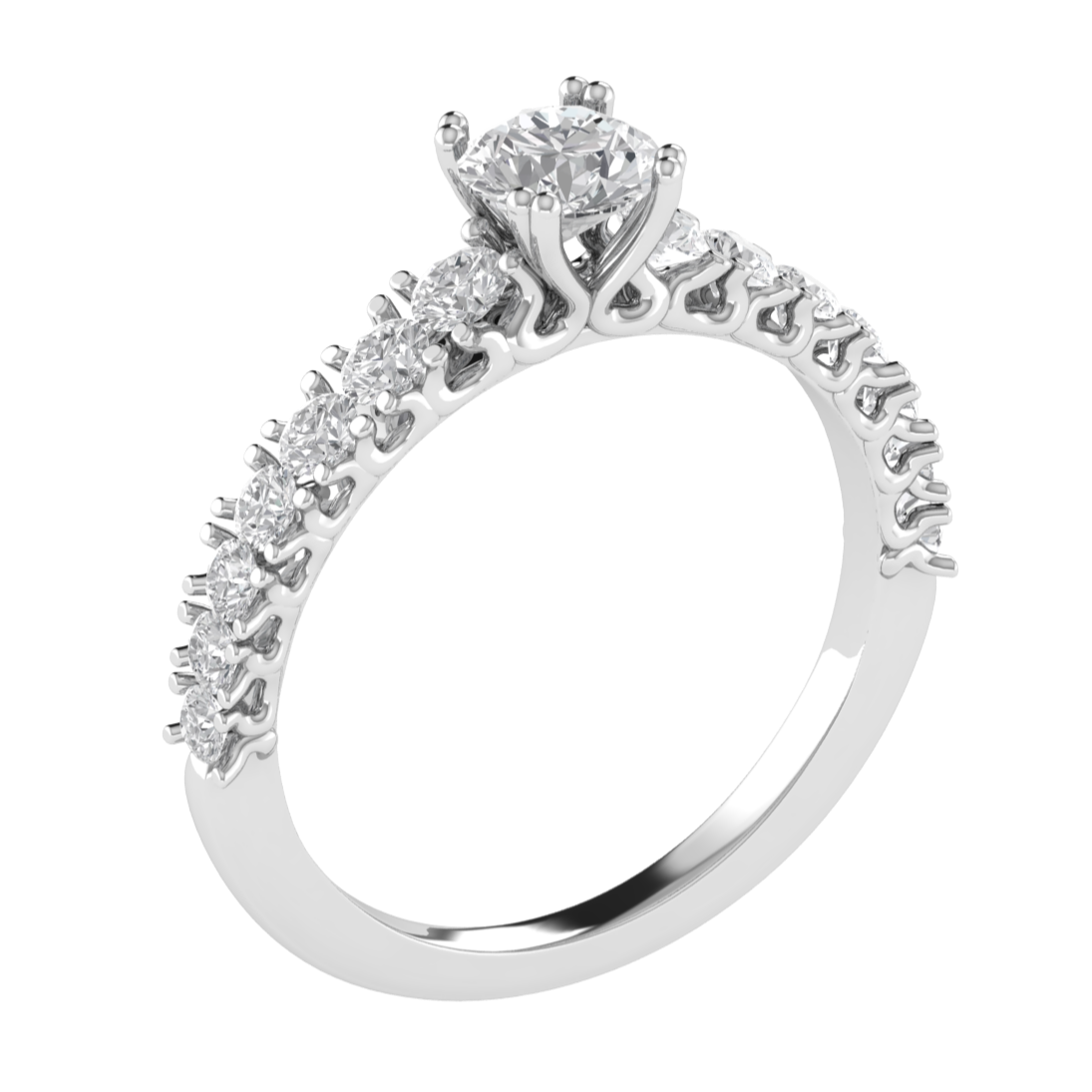 Lab Grown Diamond Solitaire With Accent 14K White Gold Wedding Ring