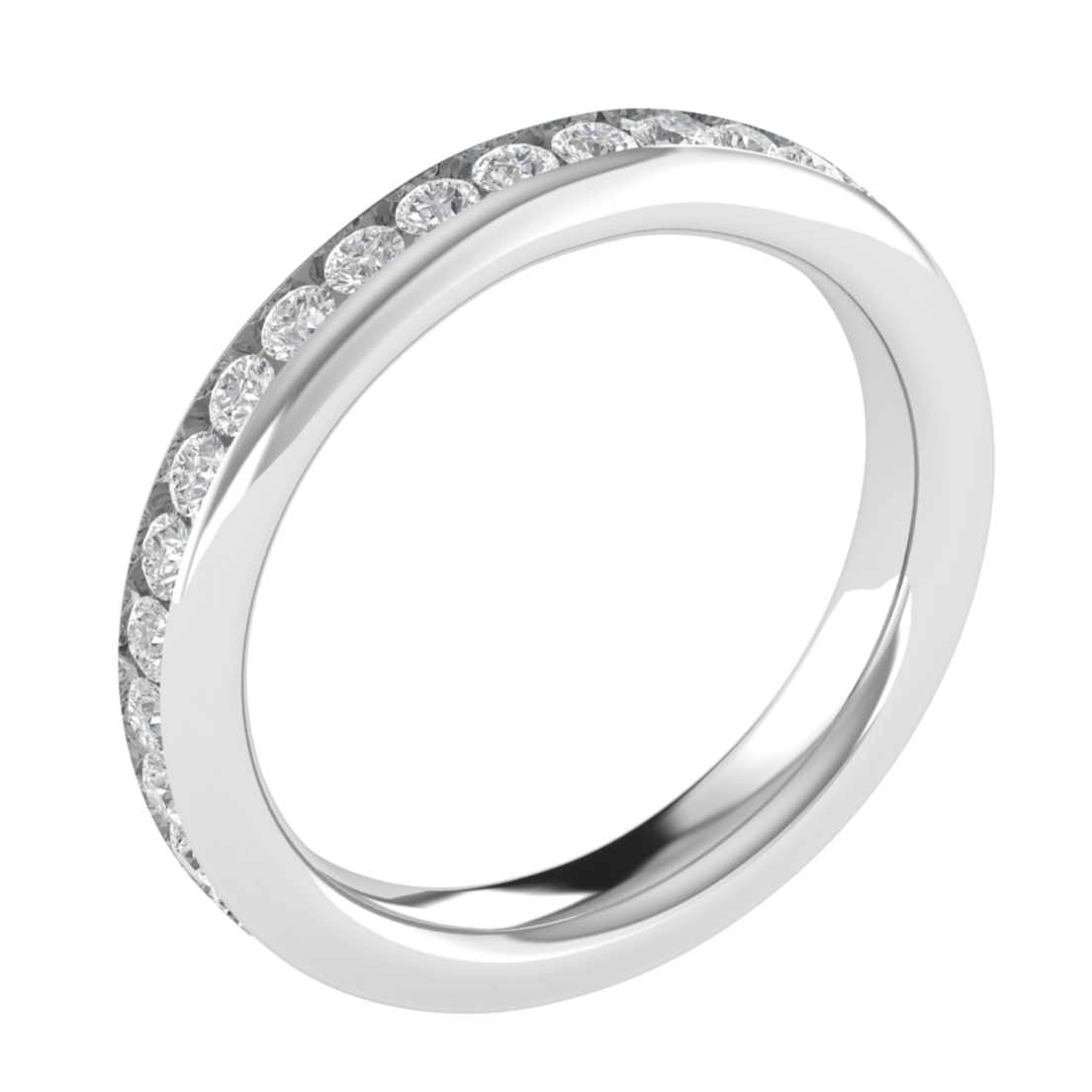 Channel Set Full Eternity Lab Grown Diamond 14K White Gold Wedding Band