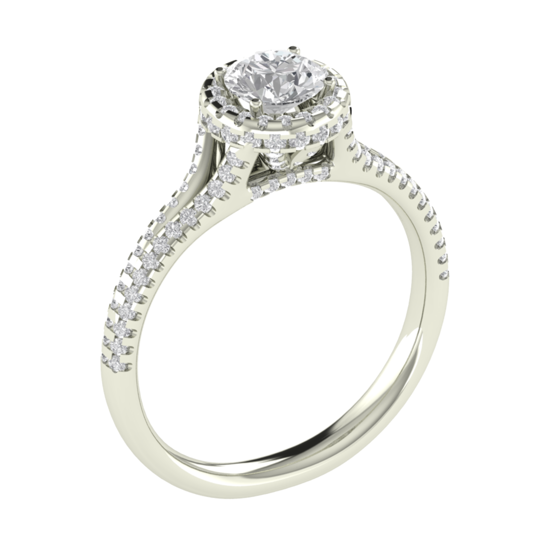 Vintage Inspired Halo Round Cut Moissanite Engagement Ring