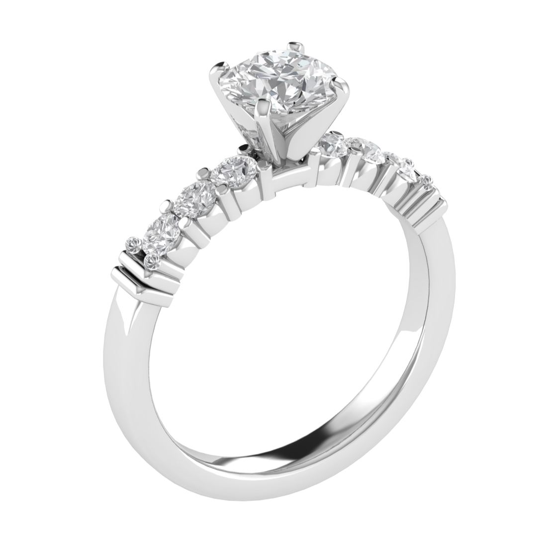 Vintage Inspired Solitaire With Accent Moissanite Engagement Ring