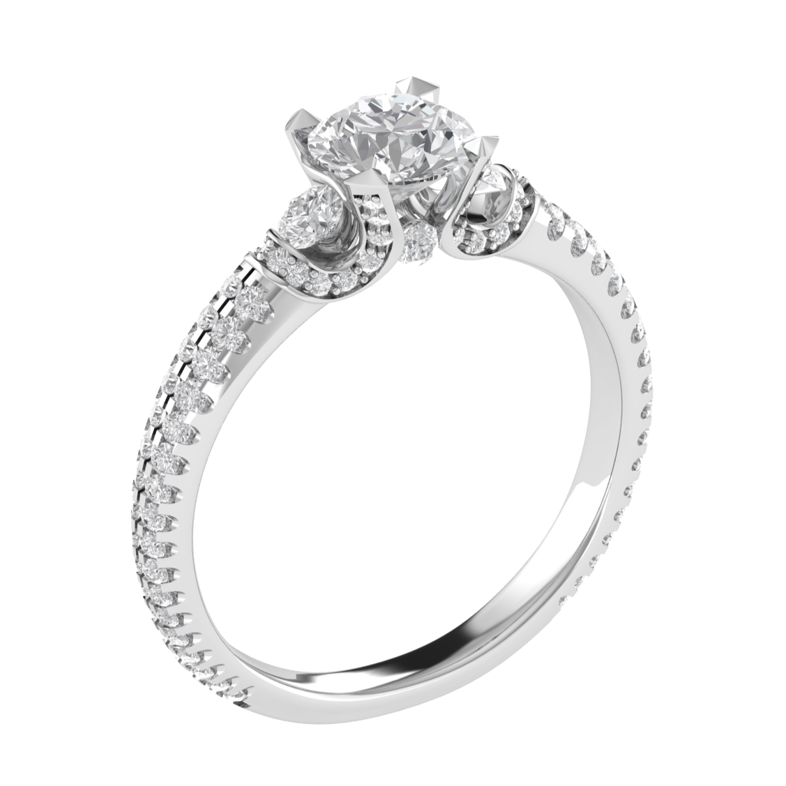 Vintage Style Three Stone Moissainte Engagement Ring