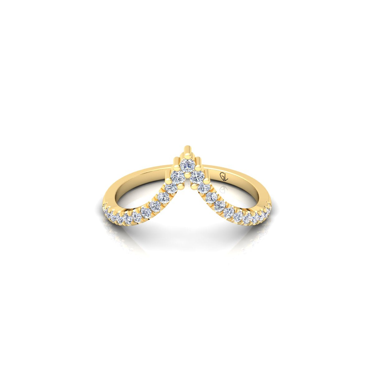 Curved Matching Round Lab Diamond Wedding Band