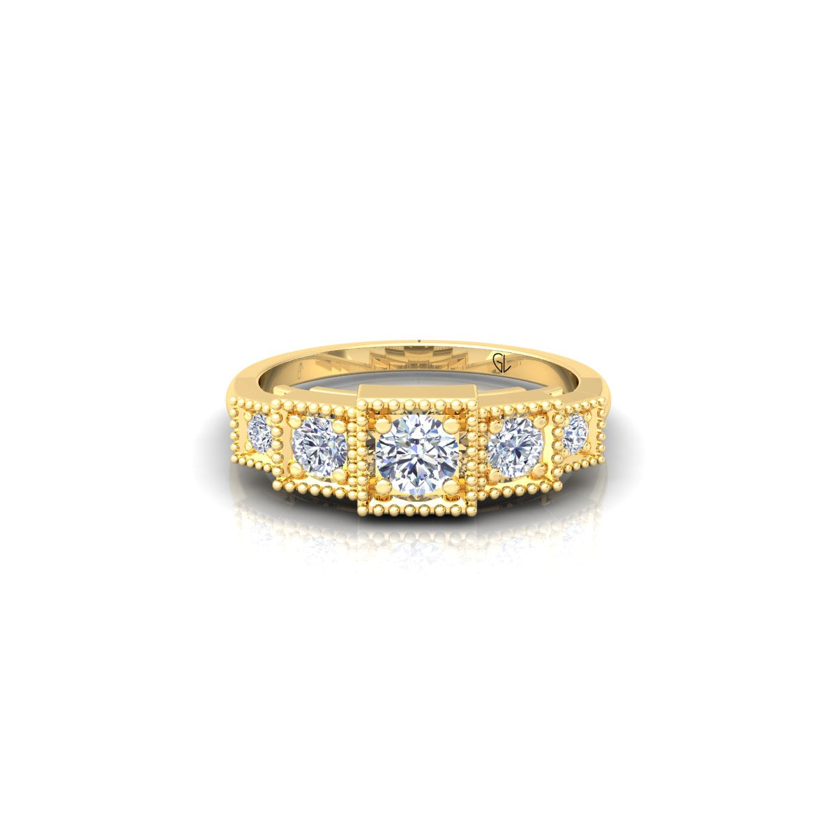 Lab Grown Diamond Five Stone 14K White Gold Wedding Ring