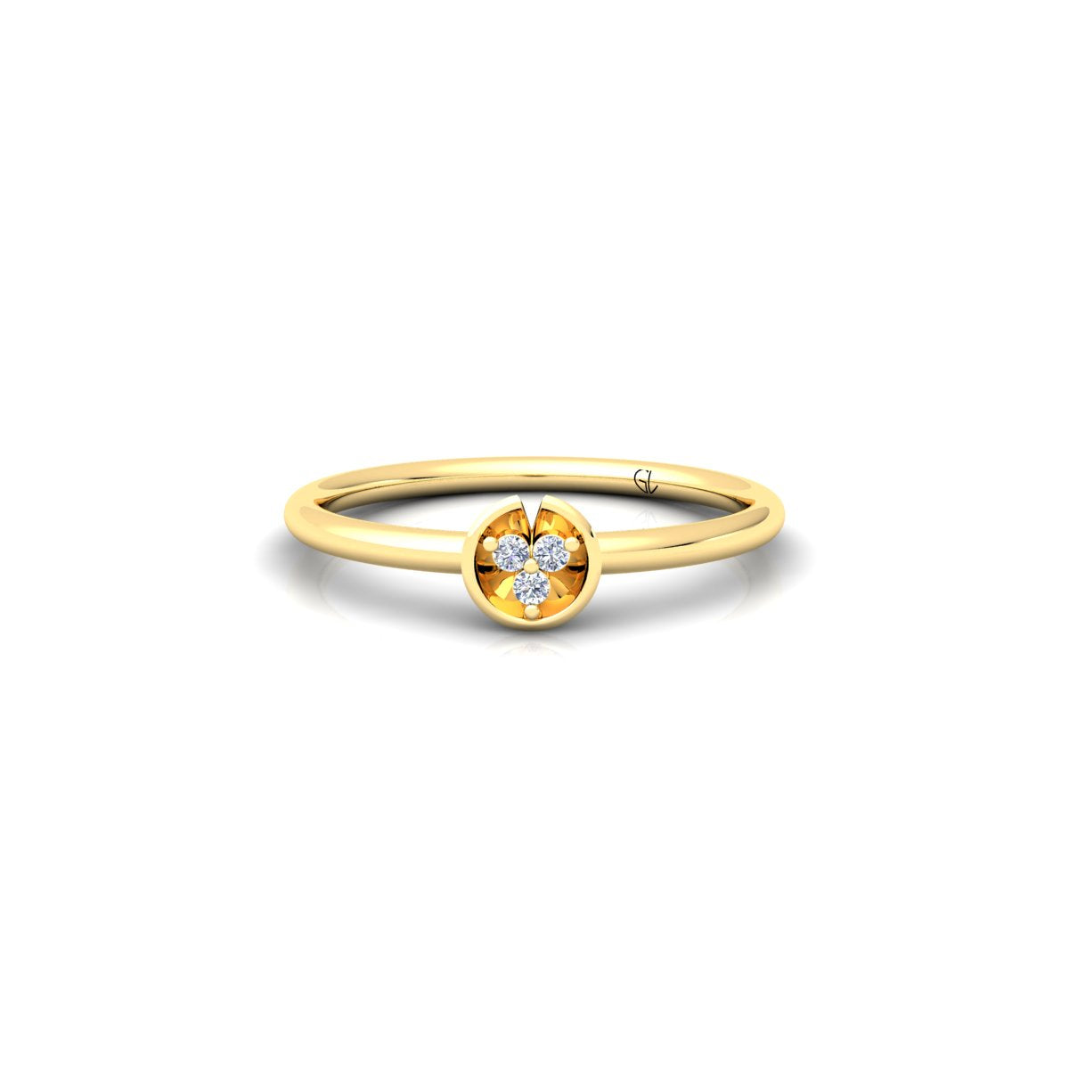 Lab Grown Diamond Three Stone 14K White Gold Wedding Ring