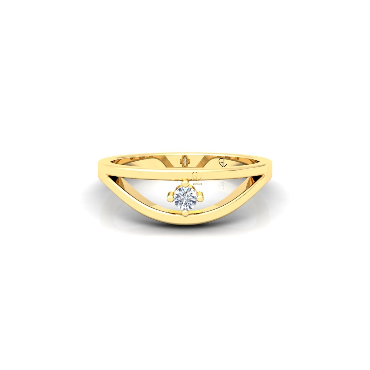 Lab Grown Diamond Curved Solitaire 14K White Gold Wedding Band