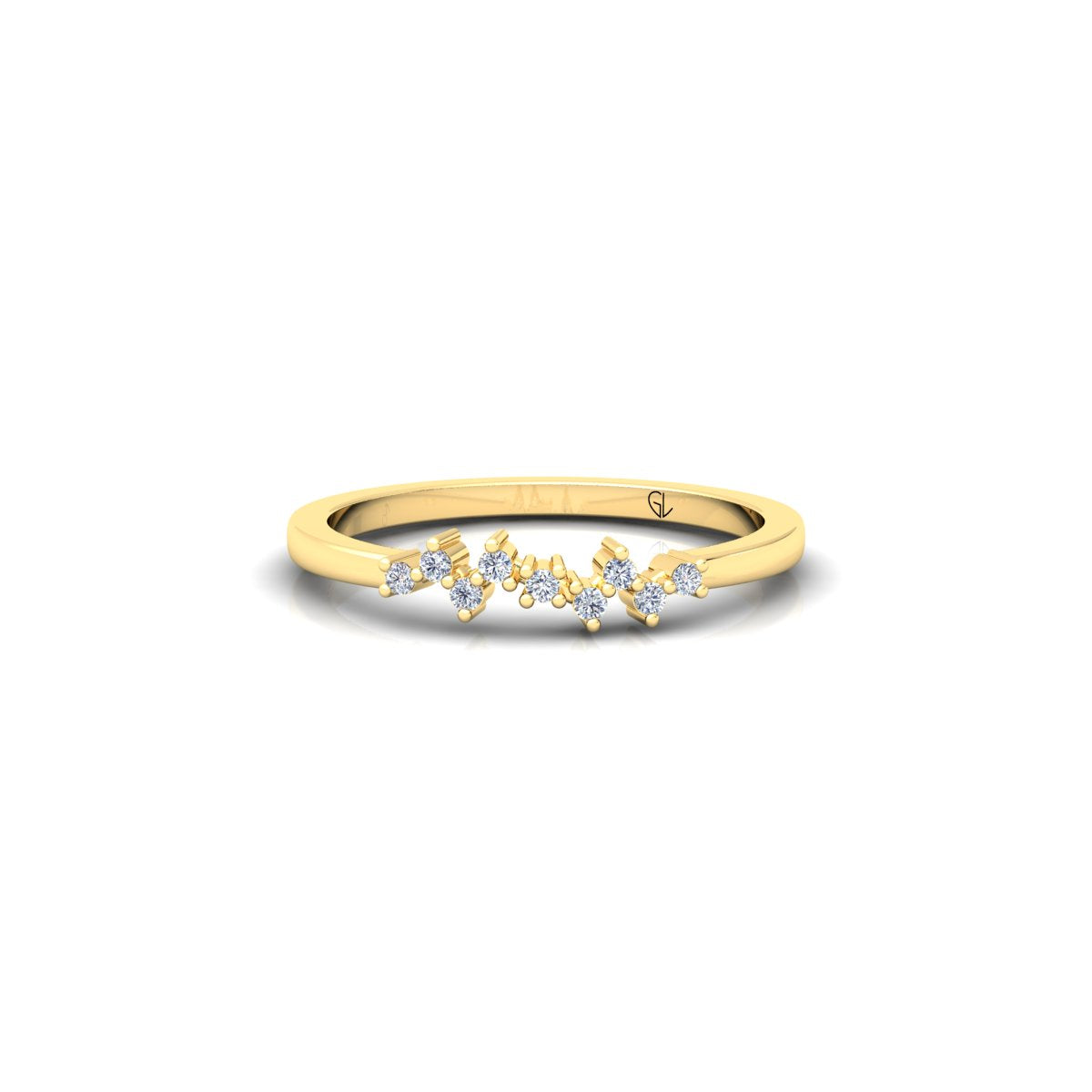 Zig Zag Lab Grown Diamond Cluster 14K White Gold Wedding Band