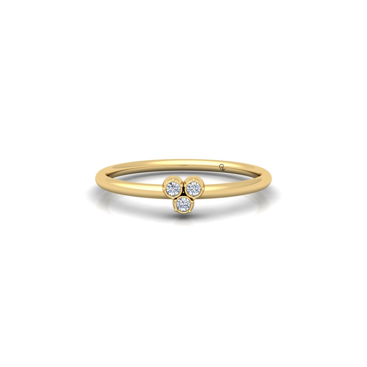 Lab Grown Diamond Three Stone Bezel Set 14K White Gold Wedding Band