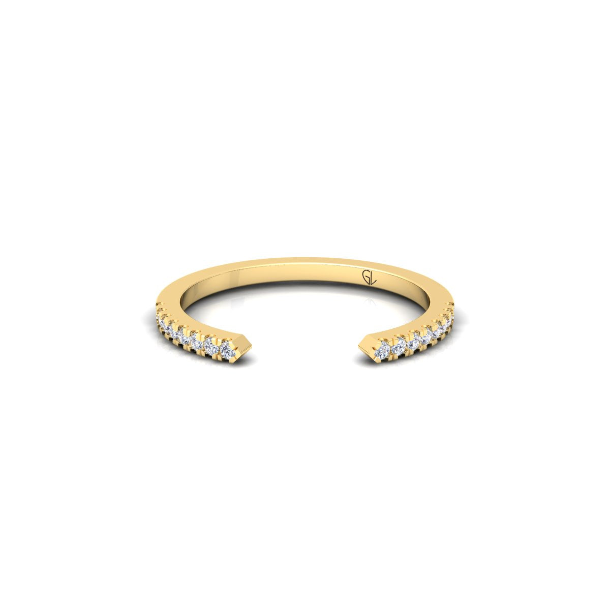 Lab Grown Diamond Open Cuff 14K White Gold Wedding Band