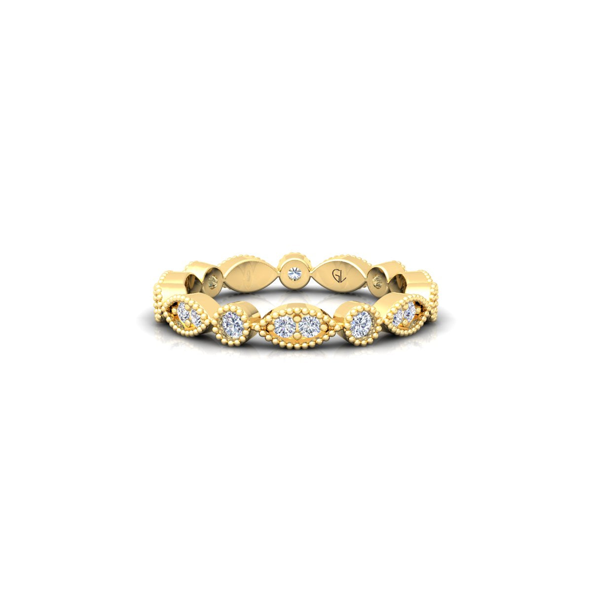 Lab Grown Diamond Vintage Full Eternity 14K White Gold Wedding Band