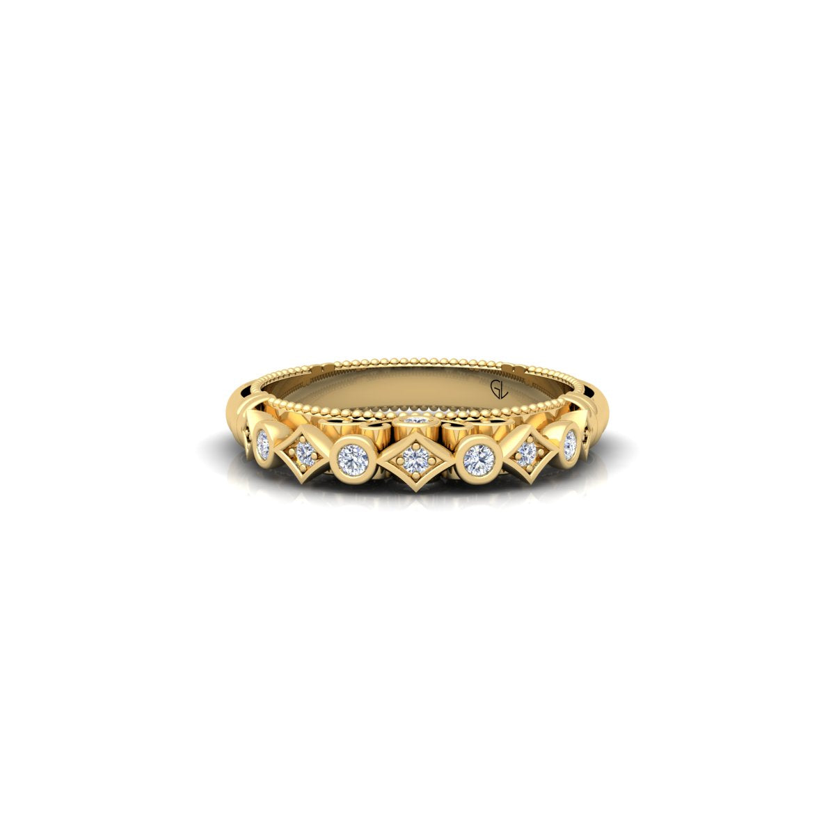 Lab Grown Diamond Vintage Inspired 14K White Gold Wedding Band