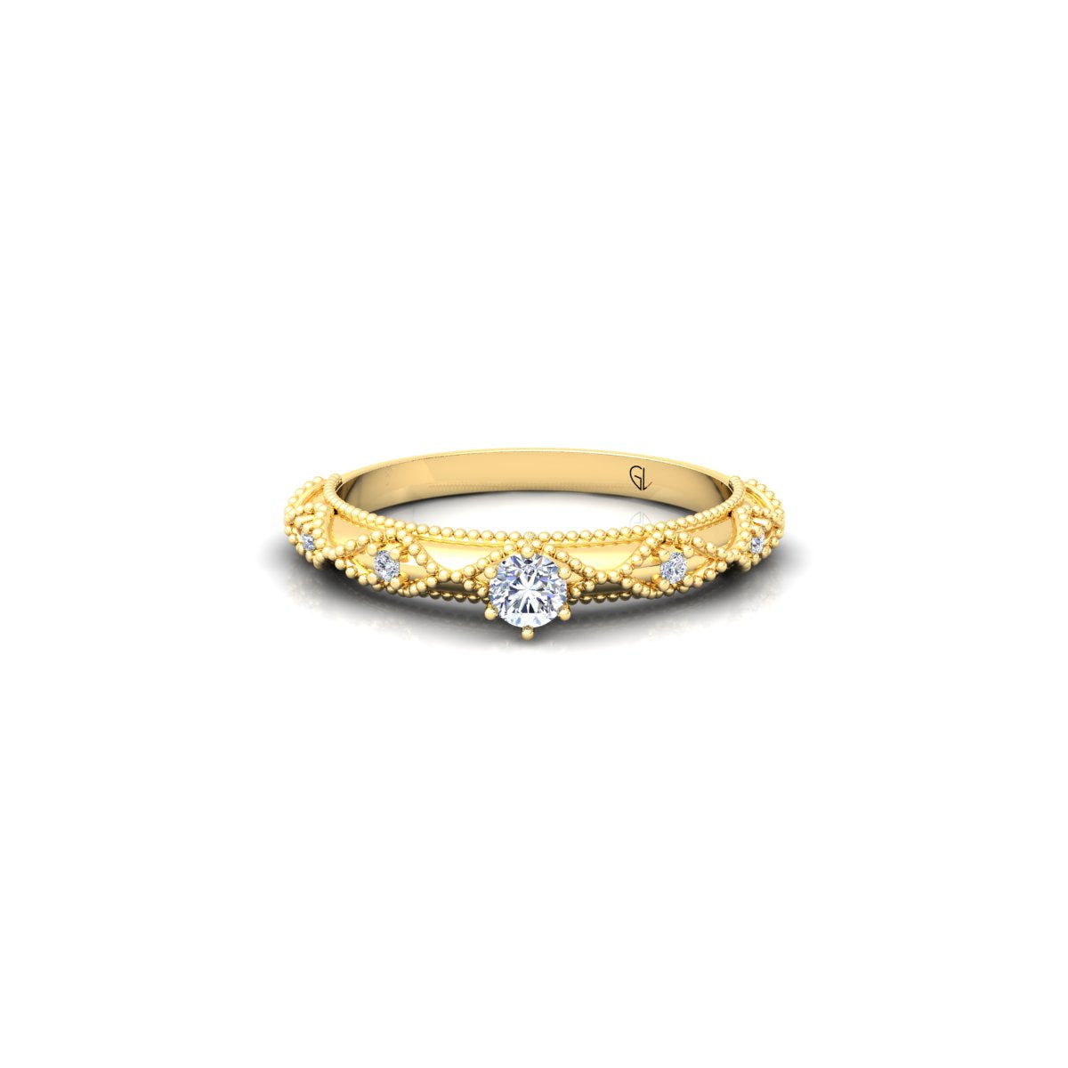 Lab Grown Diamond Vintage Inspired 14K White Gold Wedding Ring