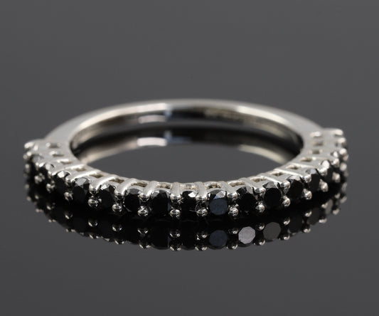 Black Diamond Half Eternity Round Cut Moissanite Band