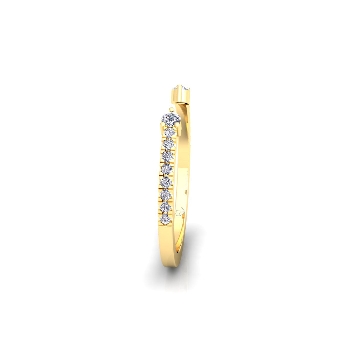 Lab Grown Diamond Open Cuff 14K White Gold Wedding Band