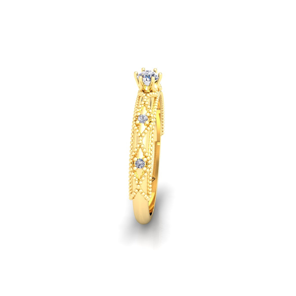 Lab Grown Diamond Vintage Inspired 14K White Gold Wedding Ring