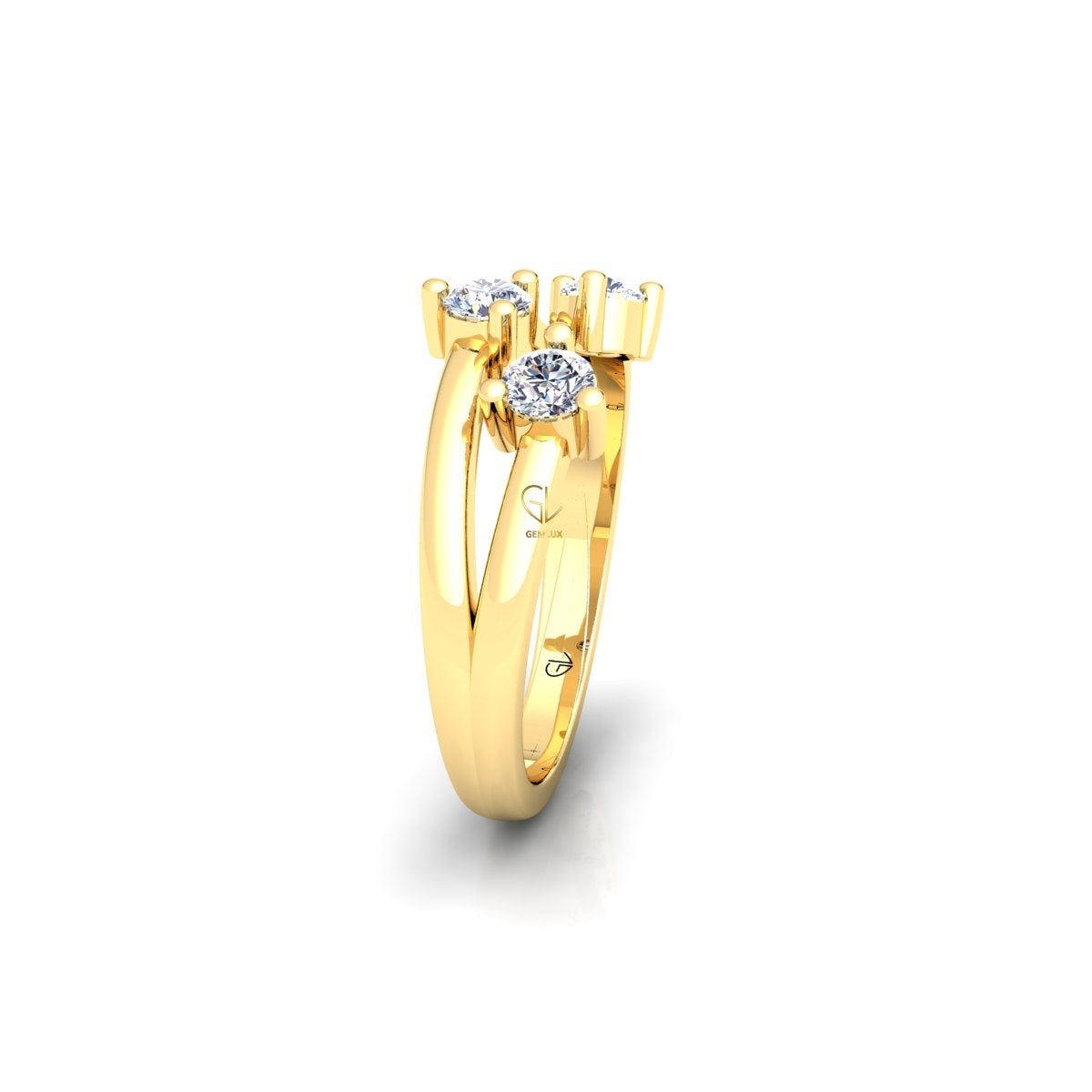 Lab Grown Diamond Three Stone 14K White Gold Wedding Band
