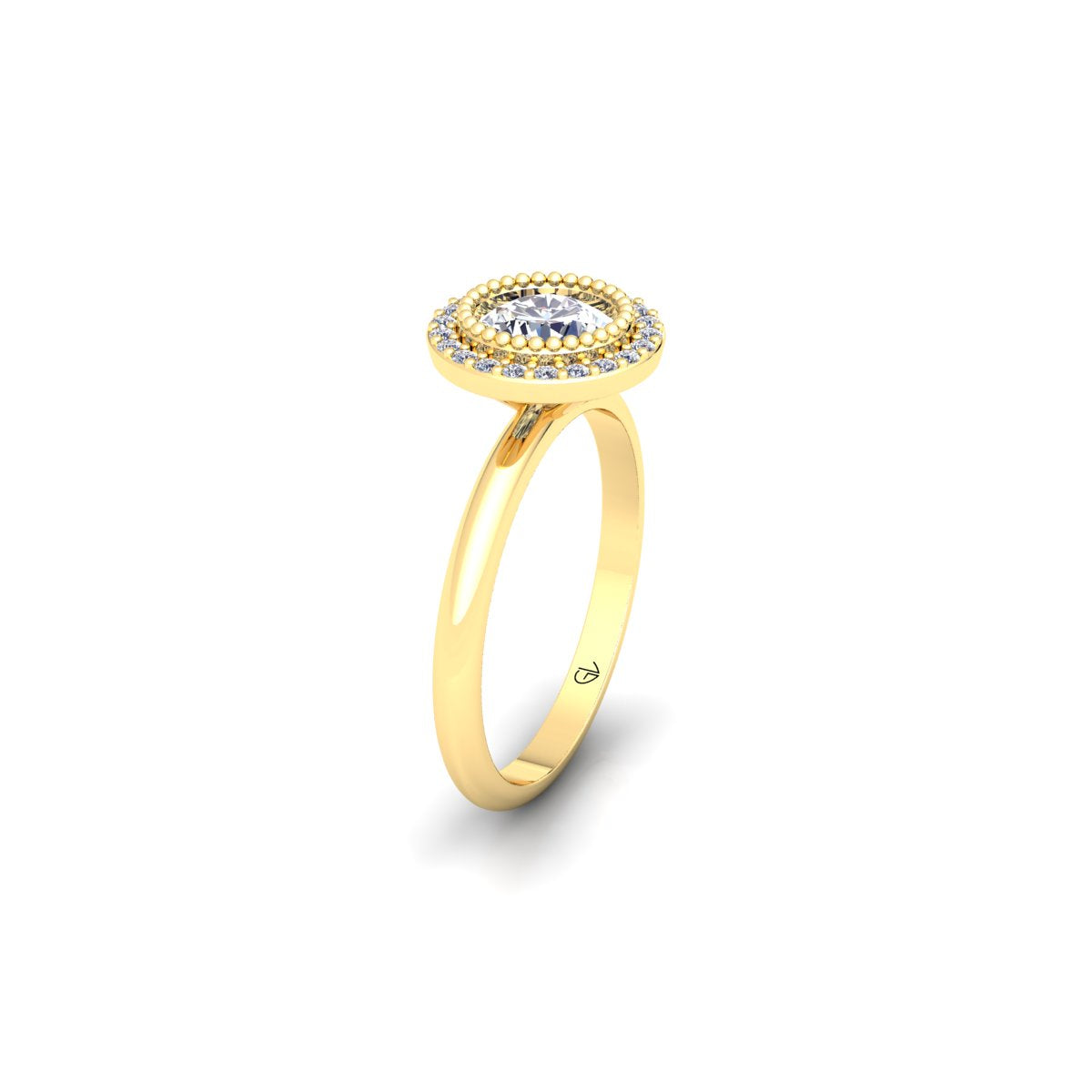 Certified Round Lab Grown Diamond Halo 14K White Gold Wedding Ring