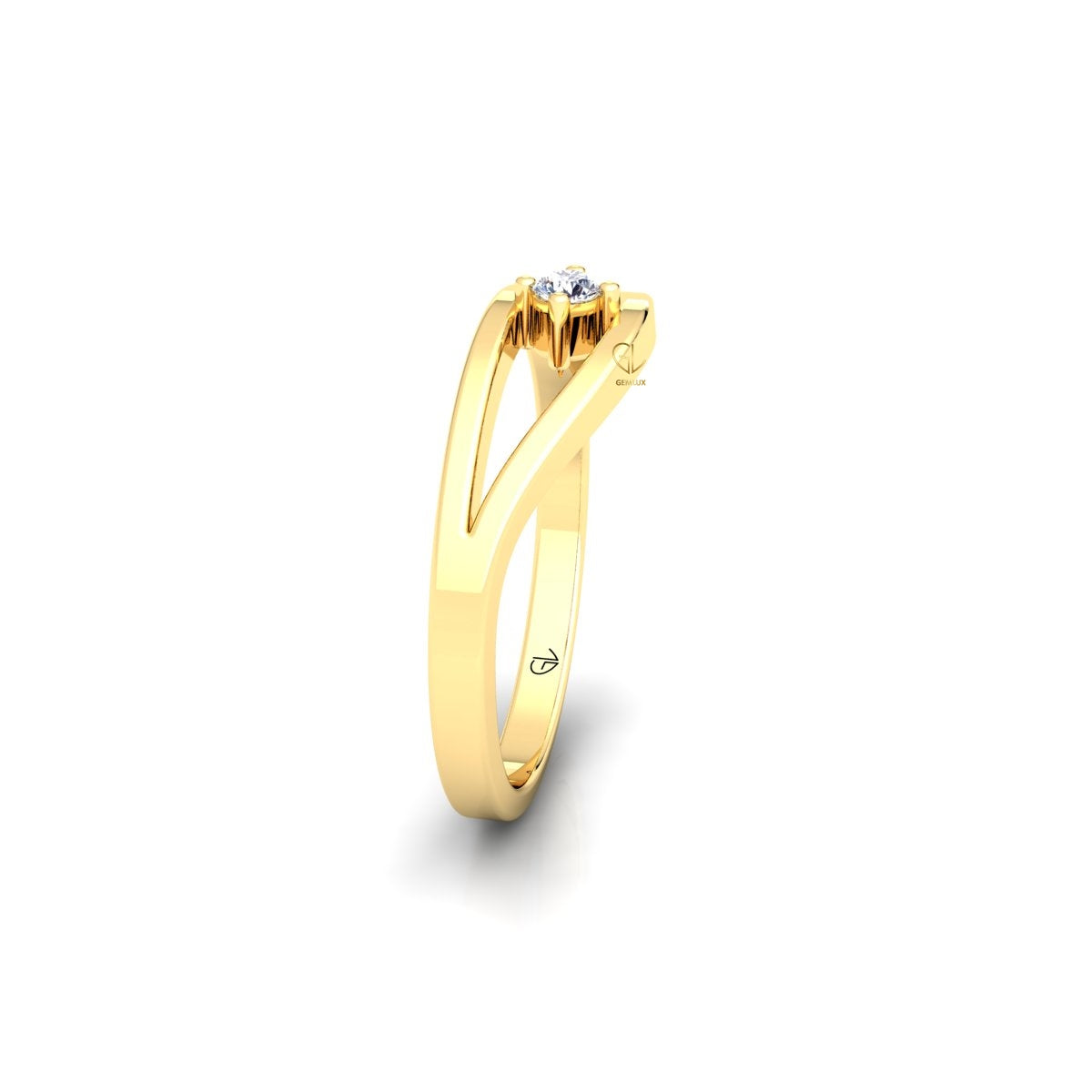 Lab Grown Diamond Curved Solitaire 14K White Gold Wedding Band