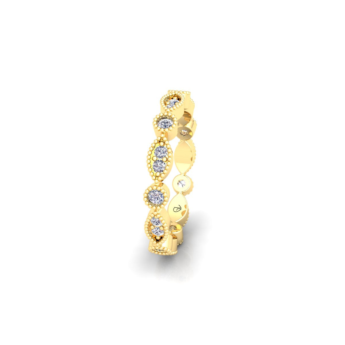 Lab Grown Diamond Vintage Full Eternity 14K White Gold Wedding Band