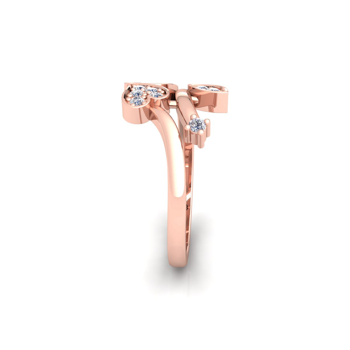 Lab Grown Diamond Swirl Leaf Inspired 14K White Gold Wedding Band