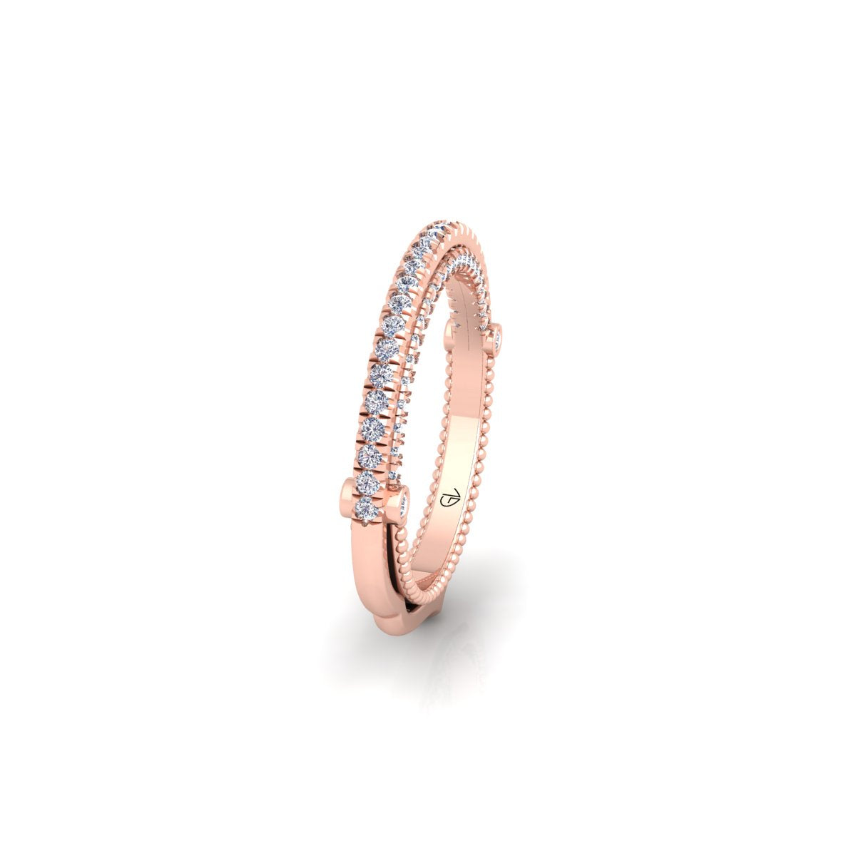 Lab Grown Diamond Vintage Inspired Half Eternity 14K White Gold Wedding Band