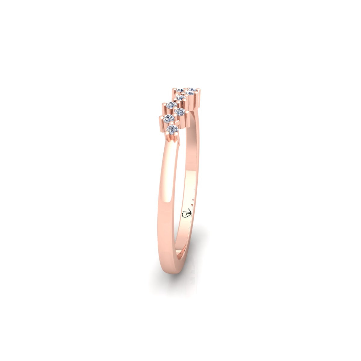 Zig Zag Lab Grown Diamond Cluster 14K White Gold Wedding Band