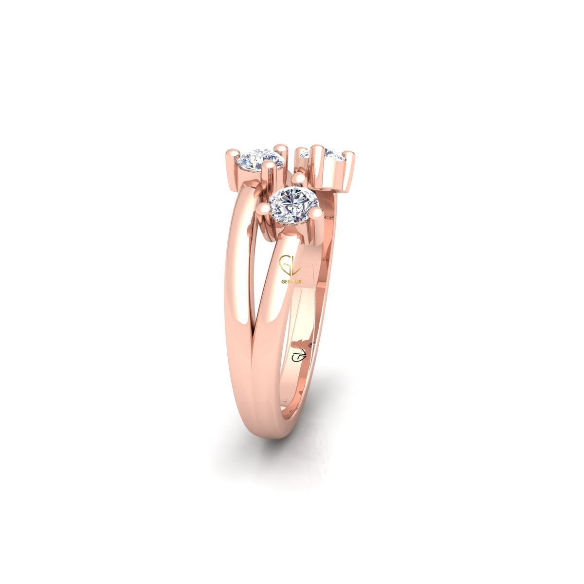 Lab Grown Diamond Three Stone 14K White Gold Wedding Band