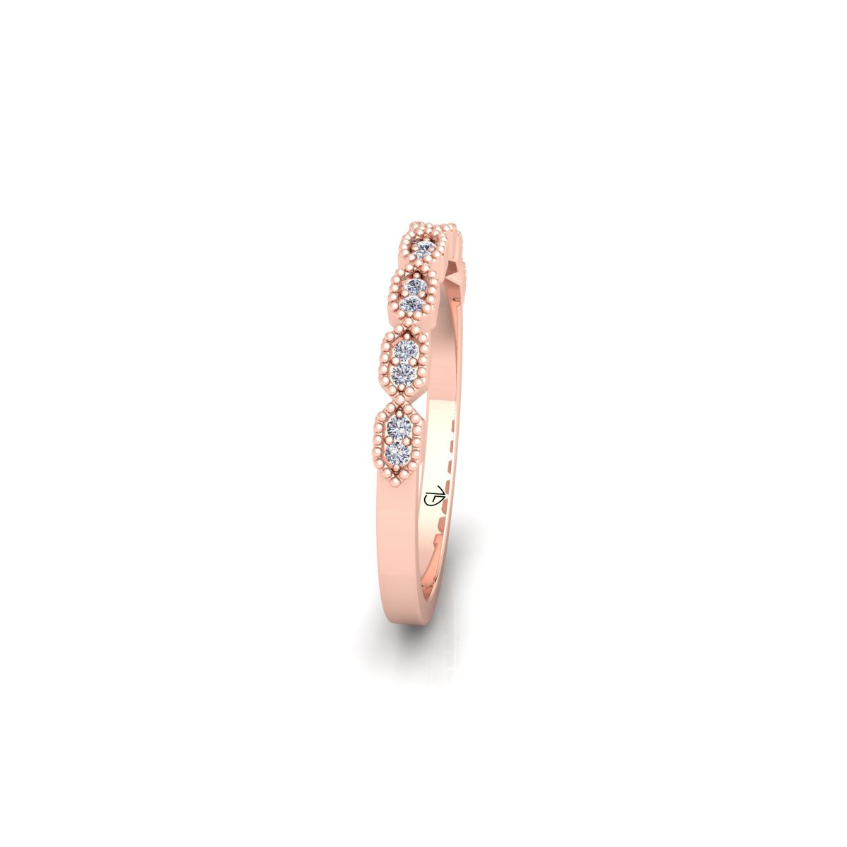 Lab Grown Diamond Vintage Inspired 14K White Gold Wedding Band