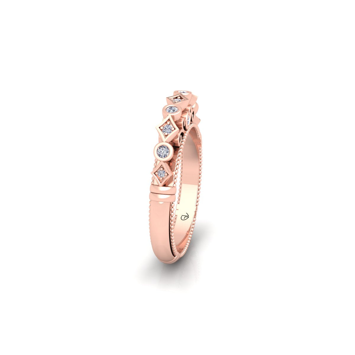 Lab Grown Diamond Vintage Inspired 14K White Gold Wedding Band