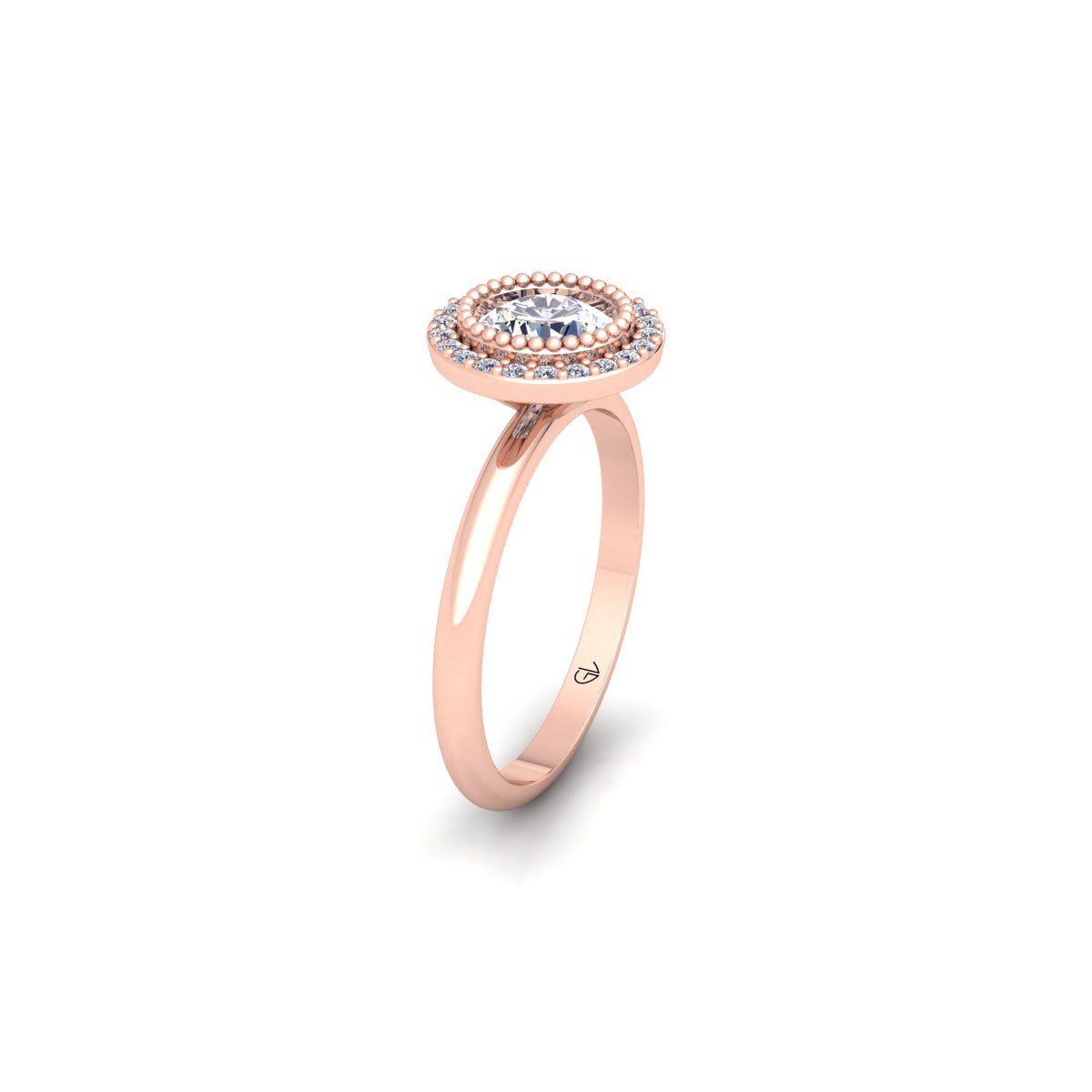 Certified Round Lab Grown Diamond Halo 14K White Gold Wedding Ring