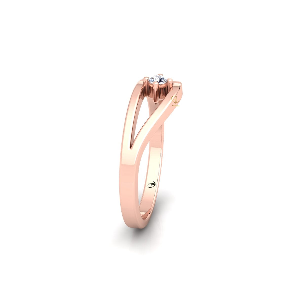 Lab Grown Diamond Curved Solitaire 14K White Gold Wedding Band