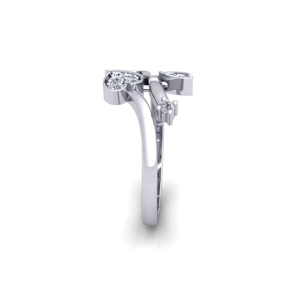 Lab Grown Diamond Swirl Leaf Inspired 14K White Gold Wedding Band
