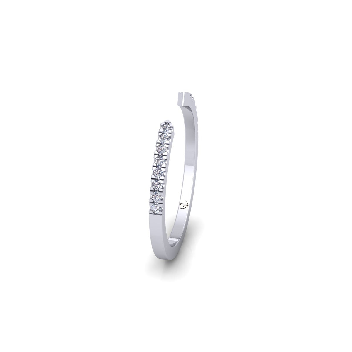 Lab Grown Diamond Open Cuff 14K White Gold Wedding Band