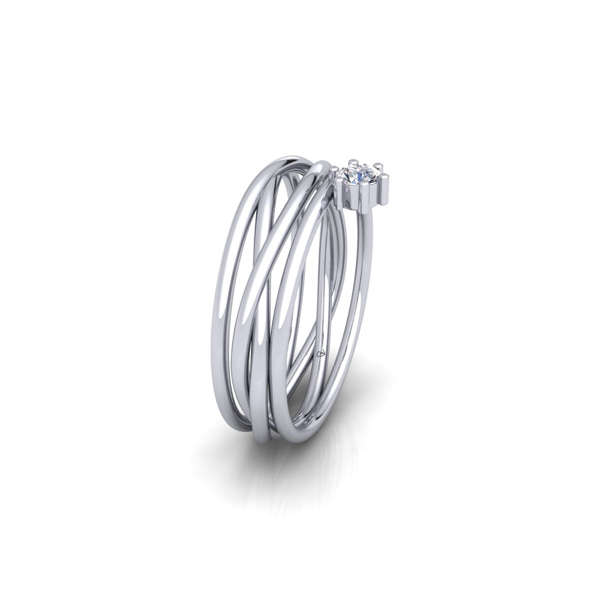 Lab Grown Diamond Cross Over 14K White Gold Wedding Ring