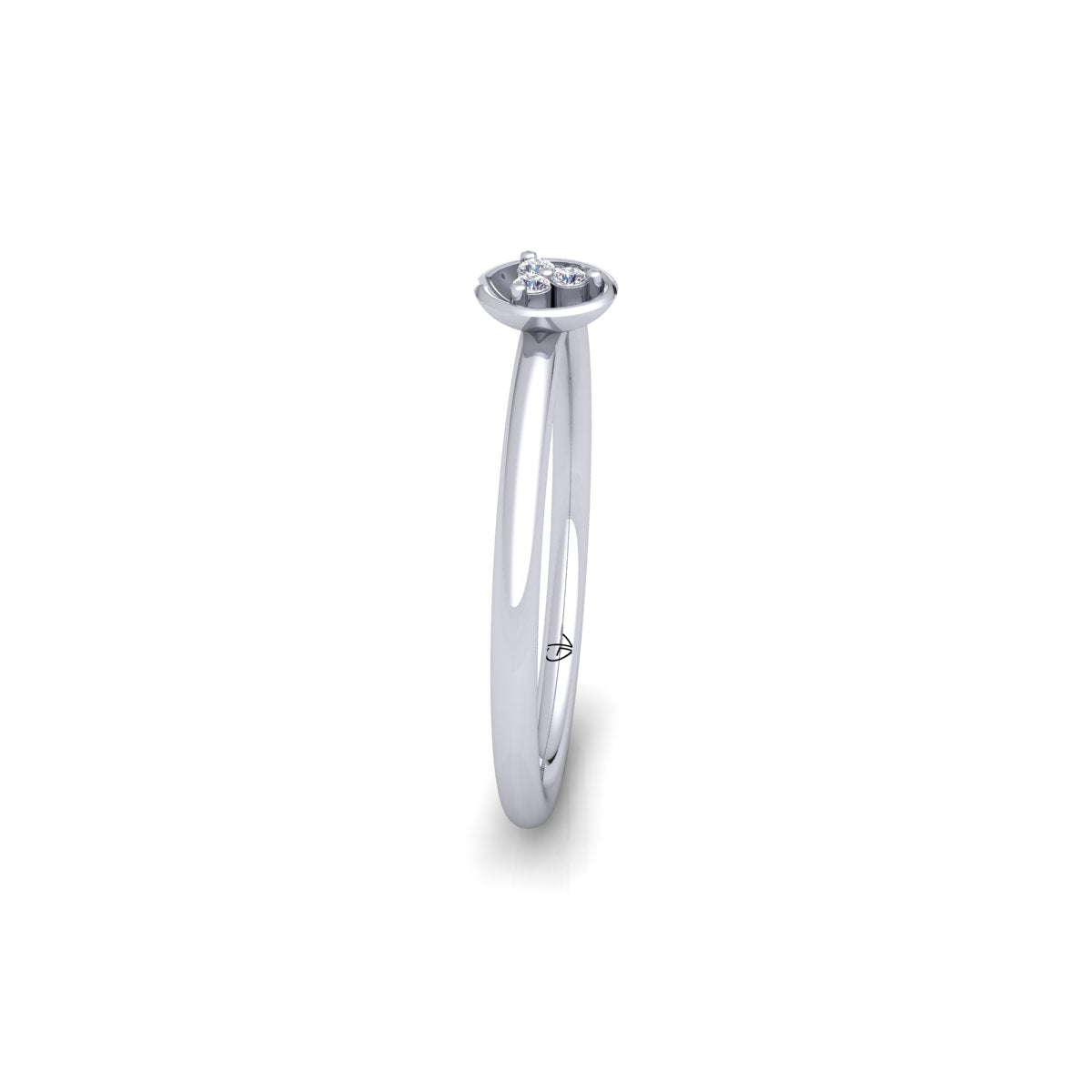 Lab Grown Diamond Three Stone 14K White Gold Wedding Ring
