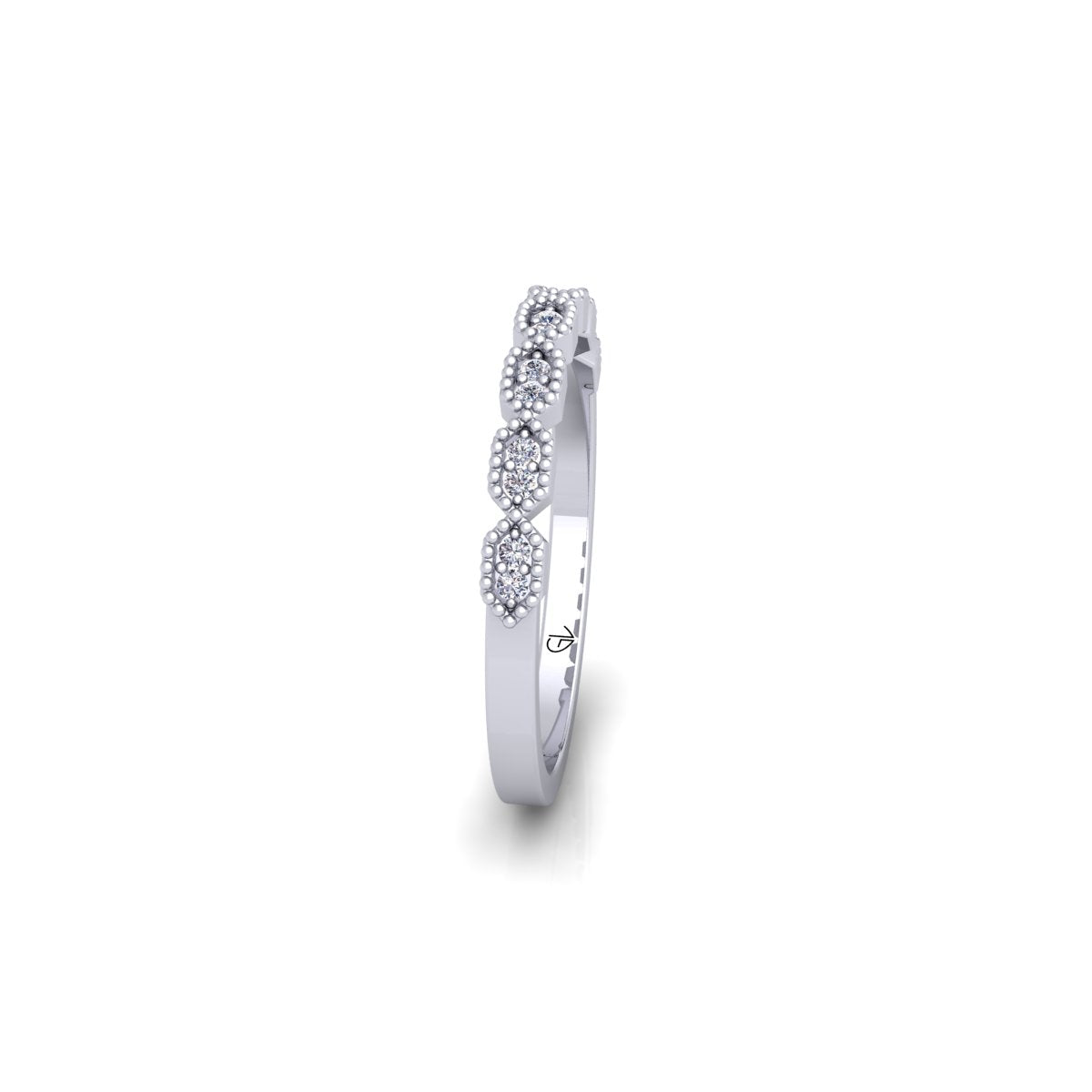 Lab Grown Diamond Vintage Inspired 14K White Gold Wedding Band