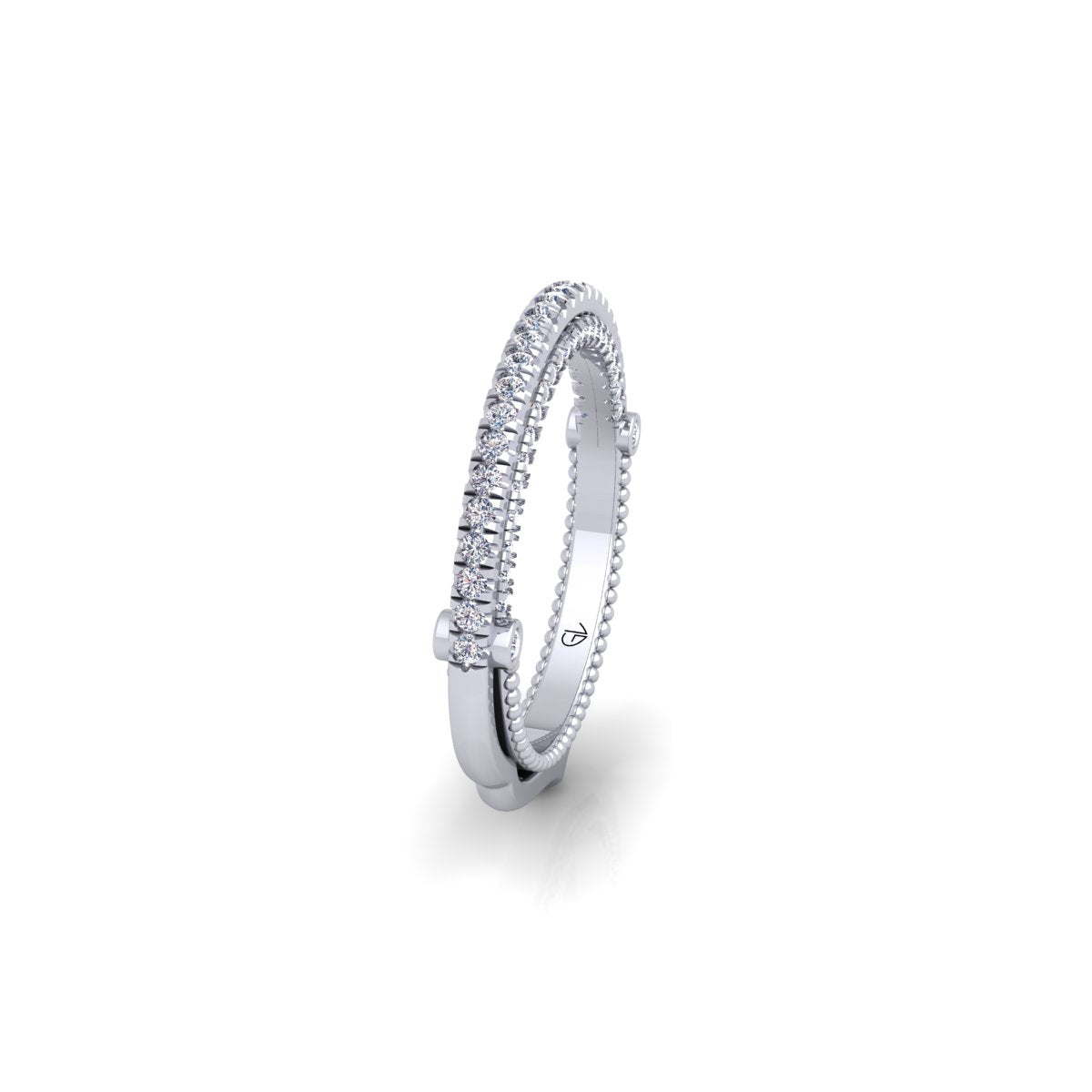 Lab Grown Diamond Vintage Inspired Half Eternity 14K White Gold Wedding Band